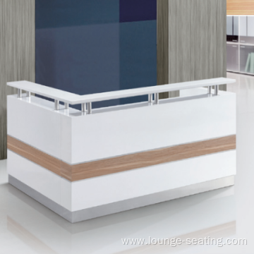 standard size office white front desk reception counter